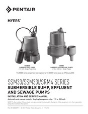 Pentair MYERS SSM331 Series Installation And Service Manual