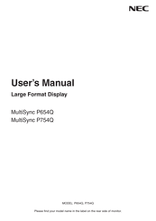 NEC P754Q User Manual