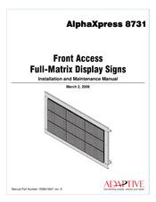 Adaptive AlphaXpress 8731 Installation And Maintenance Manual