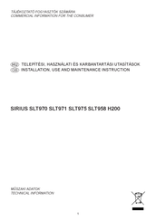 Multikomplex SIRIUS SLT975 Installation, Use And Maintenance Instruction