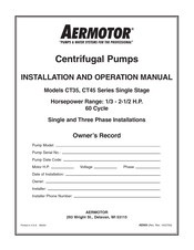 aermotor CT45-3-75 Installation And Operation Manual