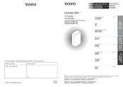 Toto CLEAN DRY TYC423WC Instruction Manual With Warranty