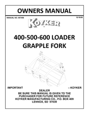 Koyker GRAPPLE FORK 600 Owner's Manual