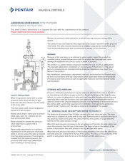 Pentair ANDERSON GREENWOOD 95 POSRV Maintenance Instructions Manual