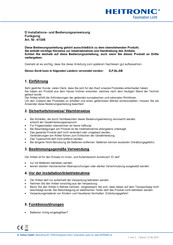 Heitronic 41345 Installation And Operating Instructions Manual