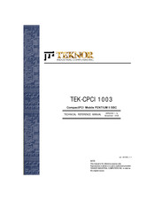 Teknor Industrial Computers TEK-CPCI 1003 Technical Reference Manual