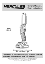 Harbor Freight Tools Hercules HC104B Owner's Manual