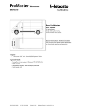 Webasto ProMaster Vancouver Standard Manual