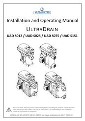 Ultrafilter Ultra Drain UAD S075 Installation And Operating Manual