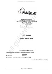 Sirena FieldServer FS-X20 Series Startup Manual