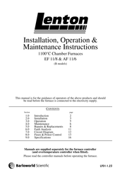 Bibby Sterilin Lenton EF 11/8 Installation, Operation & Maintenance Instructions Manual