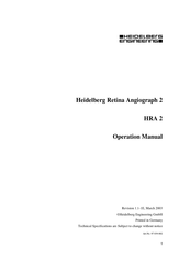 HEIDELBERG Retina Angiograph 2 Operation Manual