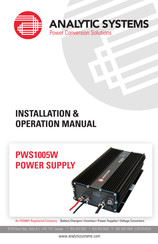 Analytic Systems PWS1005W Installation & Operation Manual