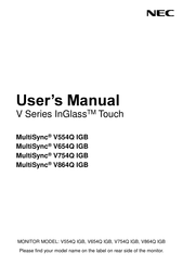NEC MultiSync InGlass Touch V Series User Manual