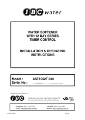 IBC Water AST1052T-940 Installation & Operating Instructions Manual
