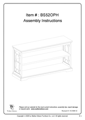 Walker Edison BS52OPH Assembly Instructions Manual
