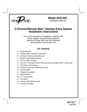 Prestige APS-55C Installation Instructions Manual