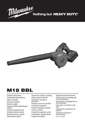 Milwaukee M18 BBL Original Instructions Manual