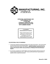 MKT V-22/HP-365A Operating, Maintenance And Parts Manual