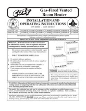 COZY VCR501B-D Installation And Operating Instructions Manual