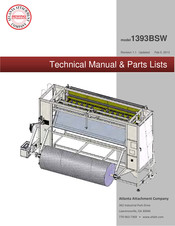 Atlanta Attachment Company 1393BSW Technical Manual & Parts Lists