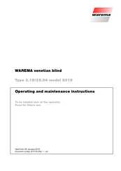 Warema 3.16/25.04 Operating And Maintenance Instructions Manual