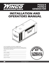 Winco PSS60-3 Installation And Operator's Manual