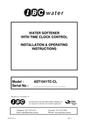 Ibc Water AST1041TC-CL Installation & Operating Instructions Manual