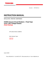 Toshiba HV6FS Instruction Manual