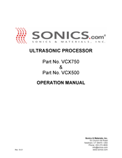 Sonics VCX500 Operation Manual