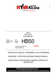 Hyva Crane HB Series Operation And Maintenance Manual