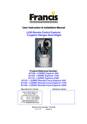 Francis Searchlights A7103 User Instruction & Installation Manual