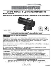 Pinnacle International Remington REM-150V-GFA-A User's Manual & Operating Instructions