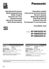 Panasonic RP-SM08GEE1K Operating Instructions Manual