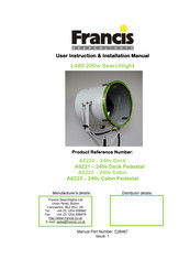 Francis Searchlights A6223 User Instruction & Installation Manual