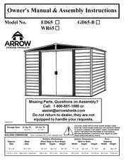 Arrow Storage Products ED65 Owner's Manual & Assembly Instructions