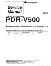 Pioneer PDR-V500 Service Manual