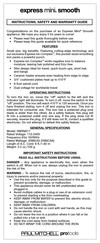Paul Mitchell protools Express Mini Smooth SM3NA17 Instructions, Safety And Warranty Manual