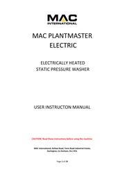 Mag International MAC PLANTMASTER ELECTRIC User Instruction Manual