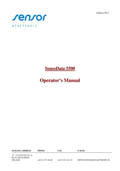Sensor Electronics SensoData 5500 Operator's Manual
