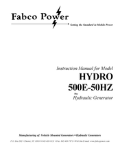 Fabco Power HYDRO 500E-50HZ Instruction Manual