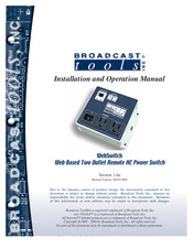 Broadcast Tools WebSwitch Installation And Operation Manual
