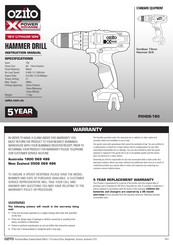 Ozito POWER X CHANGE PXHDS-180 Instruction Manual