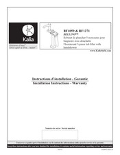 Kalia BELLINO BF1059 Installation Instructions / Warranty