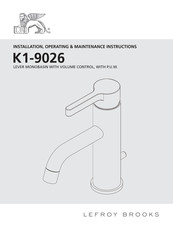 Lefroy Brooks K1-9026 Installation, Operating,  & Maintenance Instructions