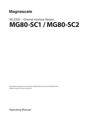Magnescale MG80-SC1 Operating Manual