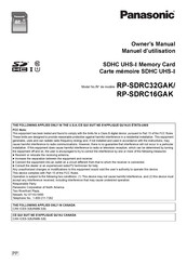 Panasonic RP-SDRC32GAK Owner's Manual