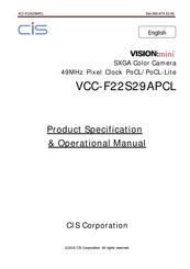 CIS VISION:mini VCC-F22S29APCL Product Specification & Operational Manual
