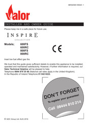 Valor Inspire 800FS Installer And Owner Manual