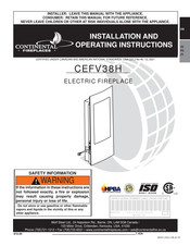 Continental Fireplaces CEFV38H Installation And Operating Instructions Manual